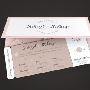 Pinky Wedding Boarding Pass Invitation Template