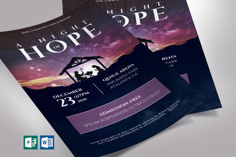 Hope Christmas Flyer Word Publisher Template Church Flyers