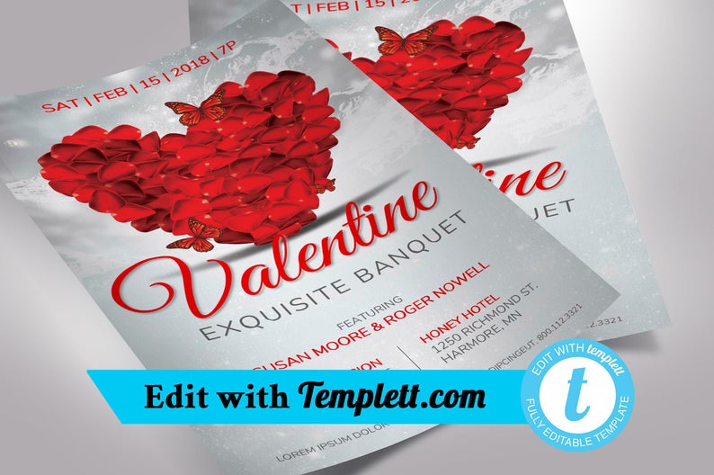 Petals Valentines Banquet Flyer Templett