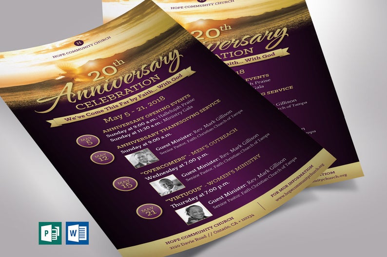Church Anniversary Flyer Word Publisher Template