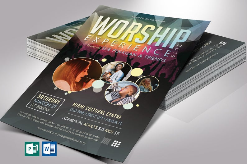 Worship Concert Flyer Word Publisher Template