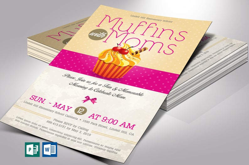 Muffins with Moms Flyer Word Publisher Template Church flyers
