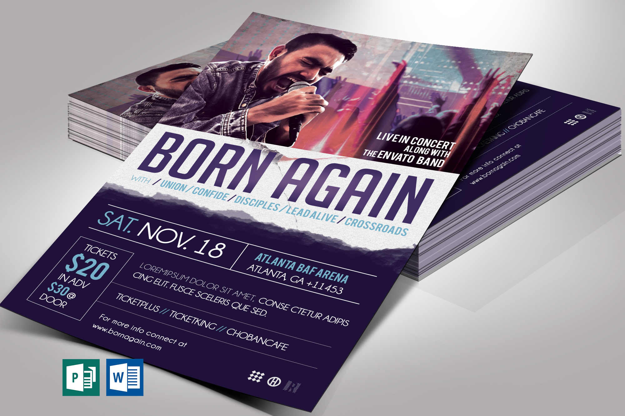 Gospel Rock Band Concert Flyer Word Publisher Template