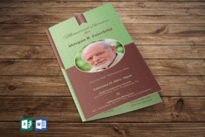 Green Brown Bi-fold Funeral Program