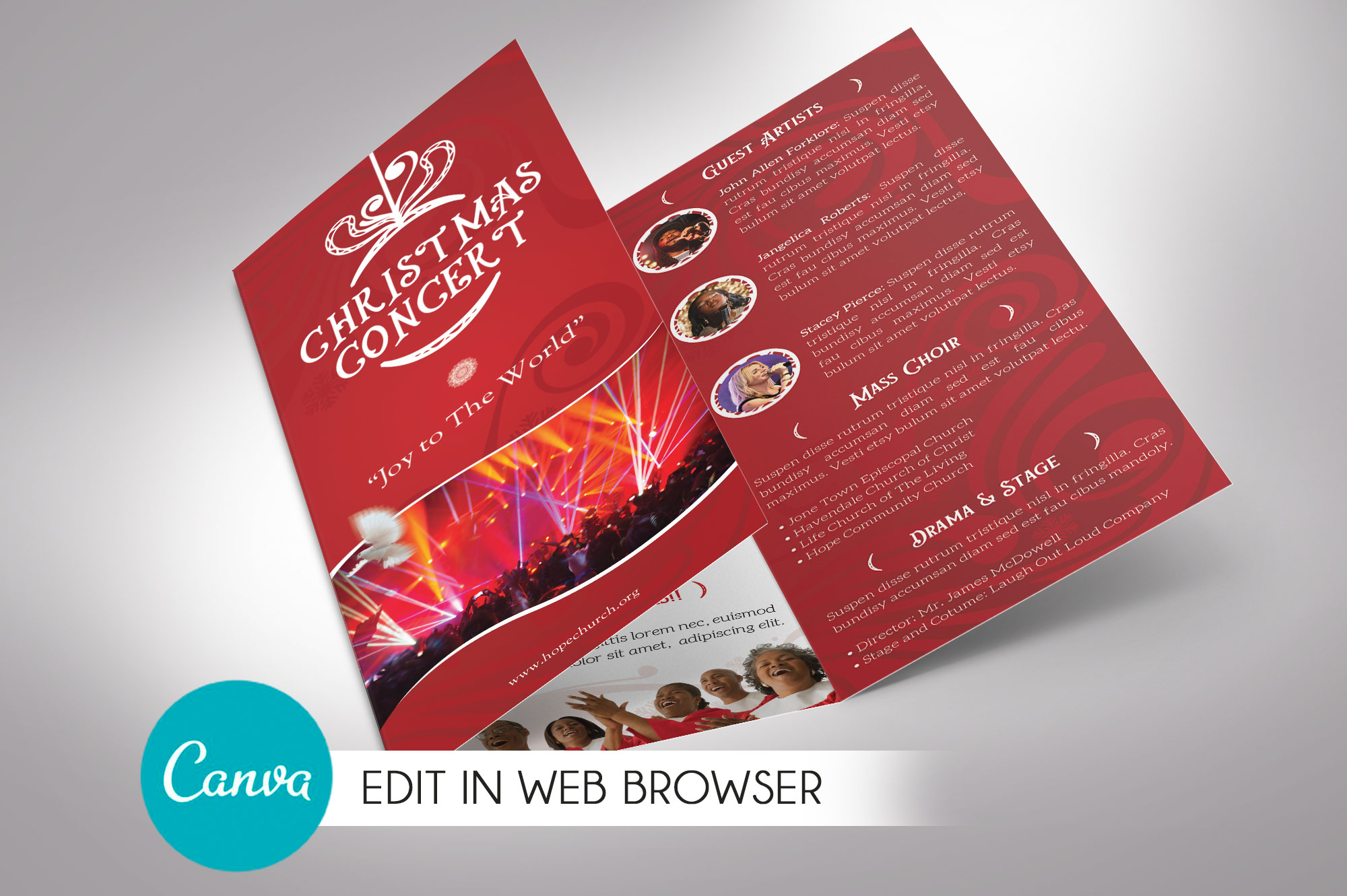 Christmas Event Trifold Program Canva Template