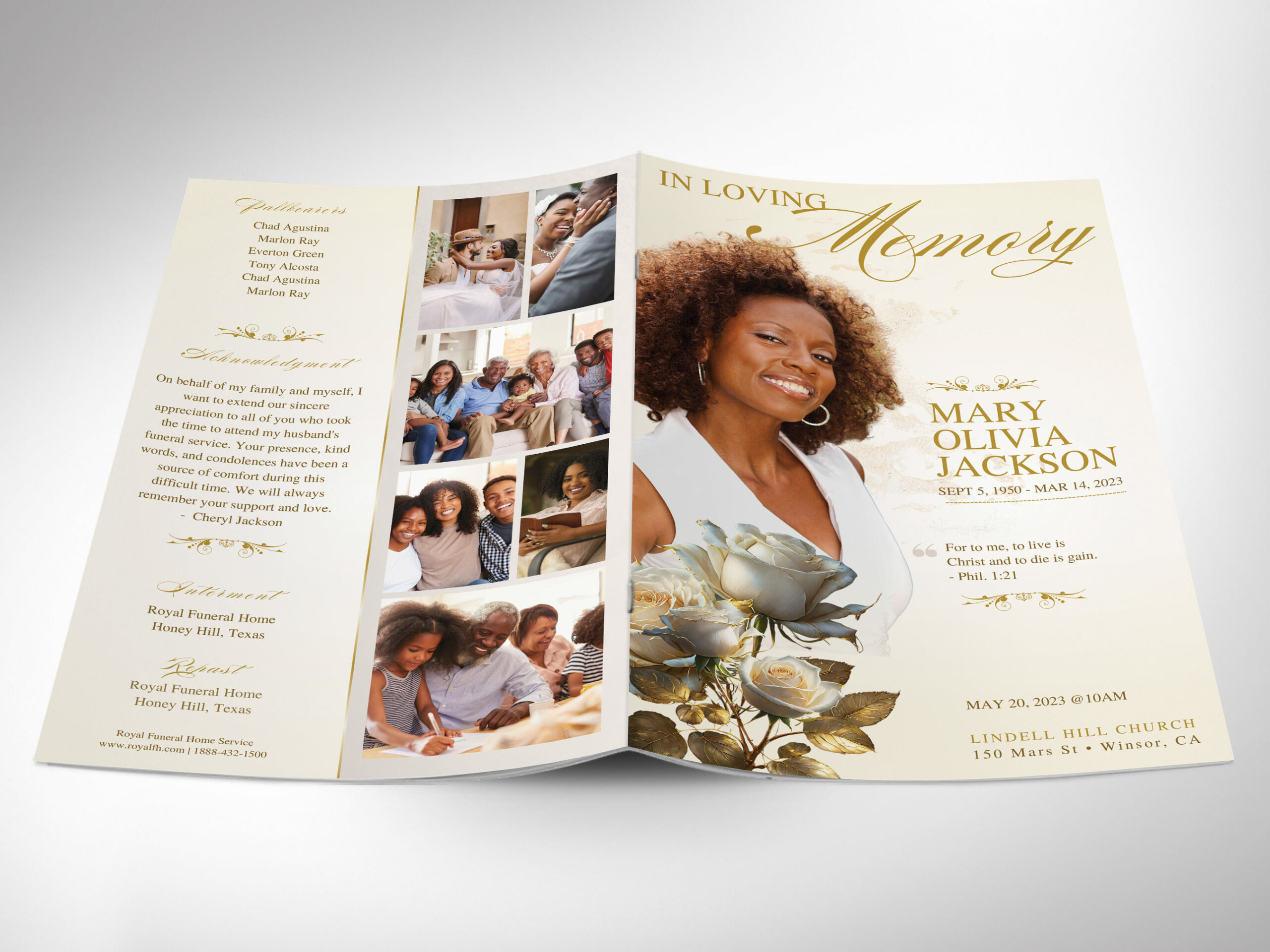 Classic Rose Funeral Program Template, Canva, Beige Gold post thumbnail image