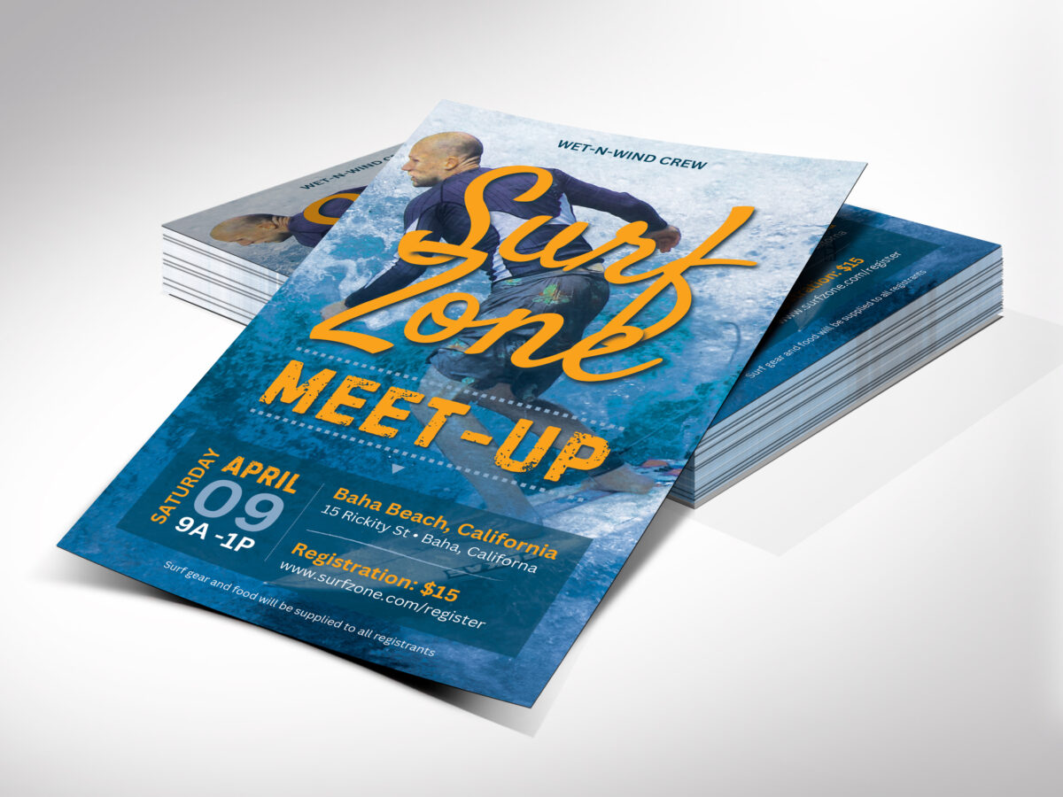 Surf Meet-Up Flyer Template for Canva, Customizable Beach Party, Surf Music Festival & Spring Break Event, Digital Download for Easy Editing