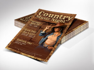 Country Music Night Flyer Template for Canva, Country Western, Night Club, Honky Tonk, Fundraiser Event, Advertisement for Cowboys, 2 Sizes