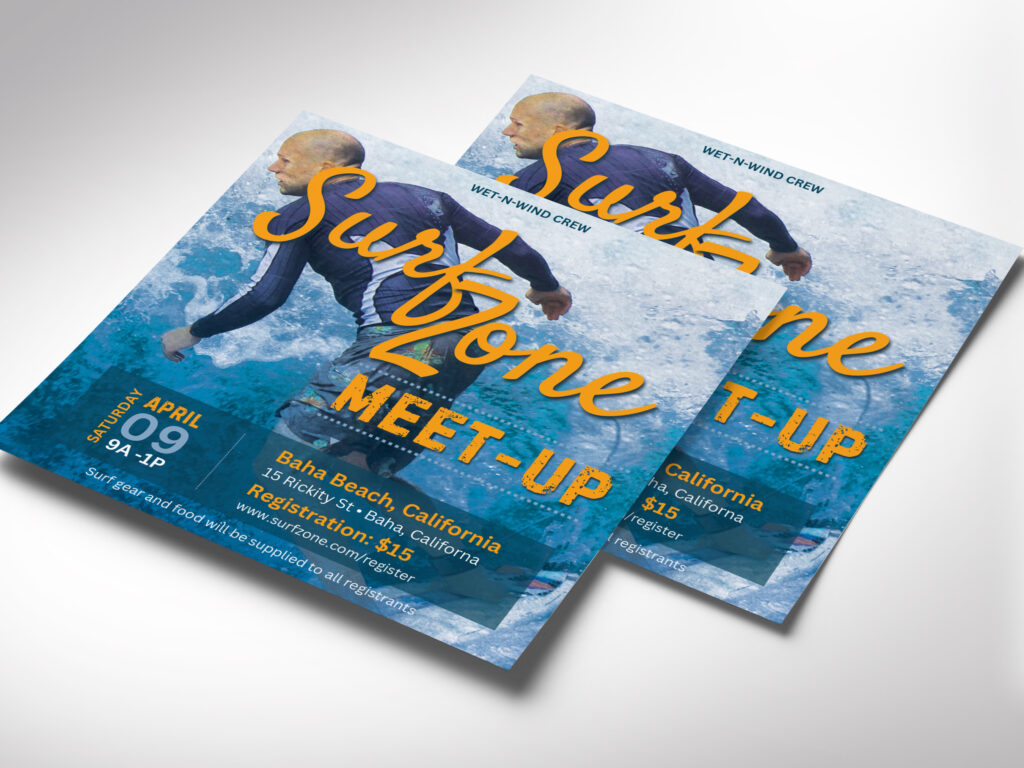 Surf Meet-Up Flyer Template for Canva, Customizable Beach Party, Surf Music Festival & Spring Break Event, Digital Download for Easy Editing