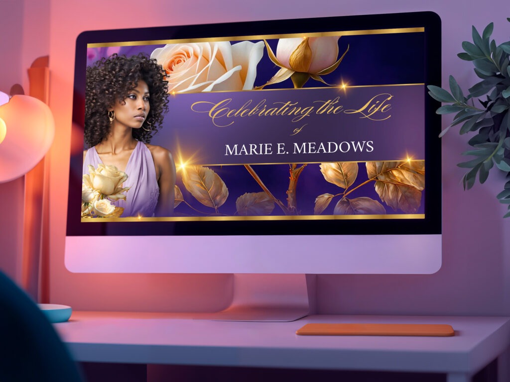 Deep Velvet Purple and Gold animated funeral slideshow